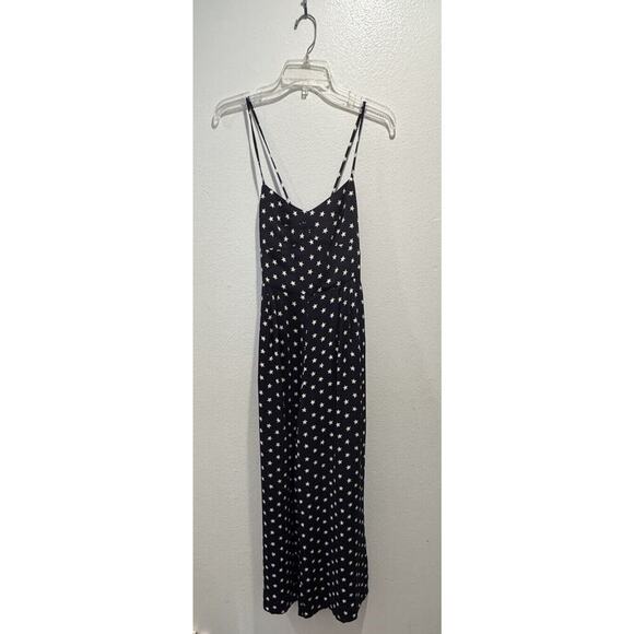 J. Crew Pants - J. Crew Size 2 Wide Leg Star Print Cropped Jumpsuit Navy White Strappy Back